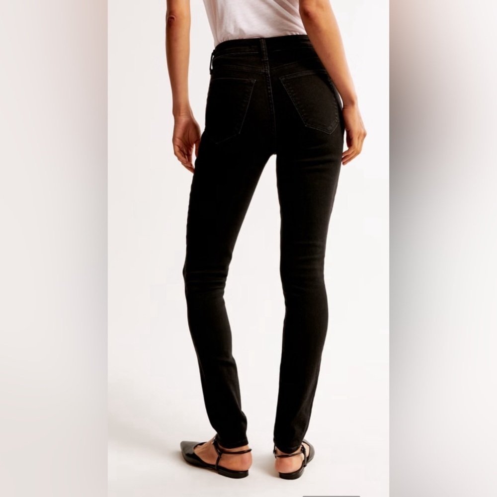 Abercrombie & Fitch black high rise super skinny ankle denim jeans rawhem 28 R - Picture 2 of 13
